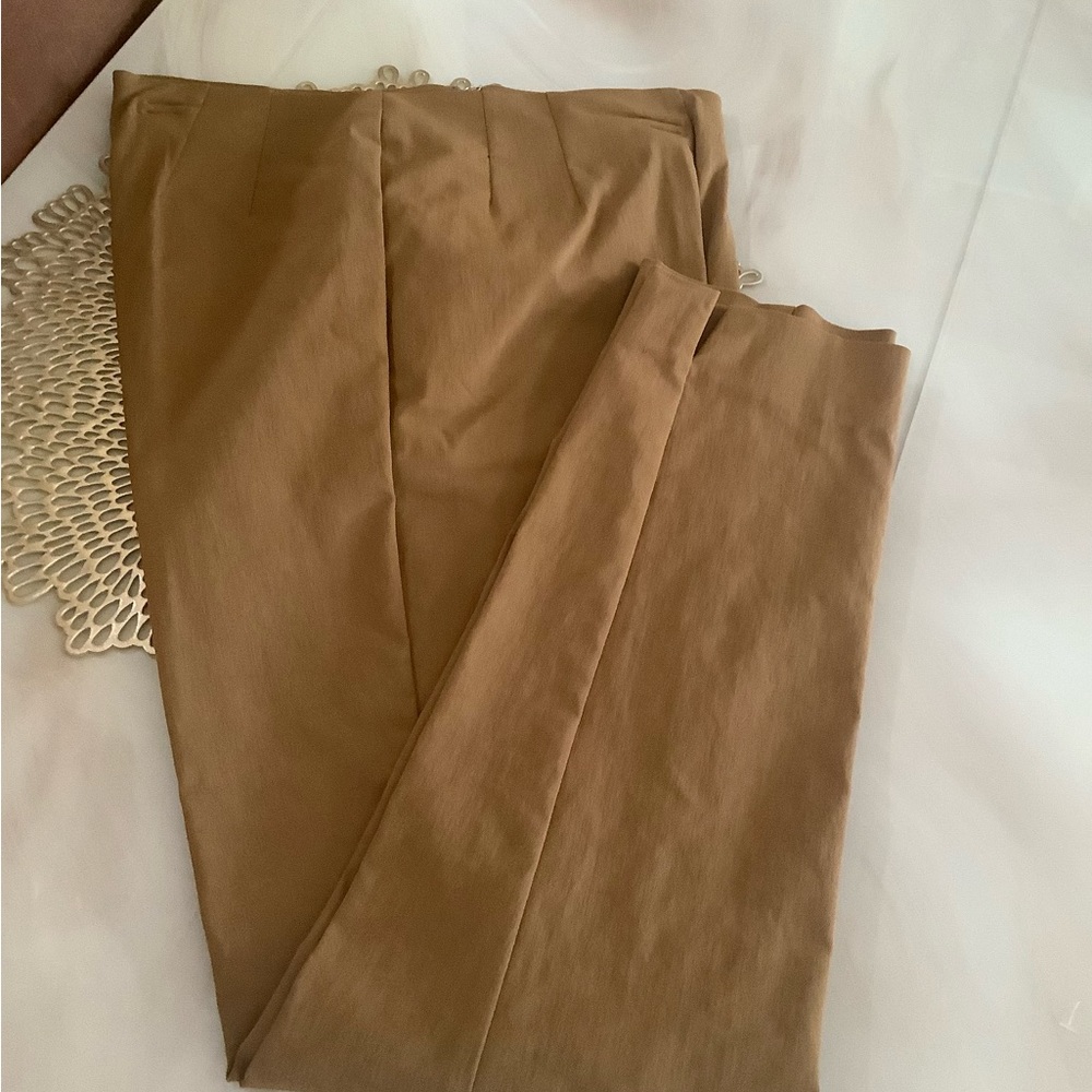 Time And Tru slacks Gold color size (6) side zipper stretchy creases nic…